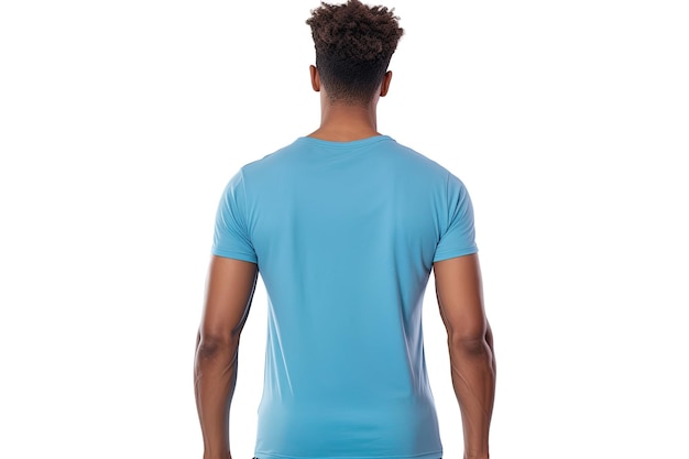 Rückansicht Klassisches blaues T-Shirt. Zeitloser Stil und Komfort für alltägliche Freizeitkleidung