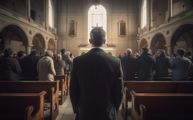 Rückgebet und Versammlung mit Menschen in der Kirche zur Anbetung des Heiligen Geistes und der Spiritualität