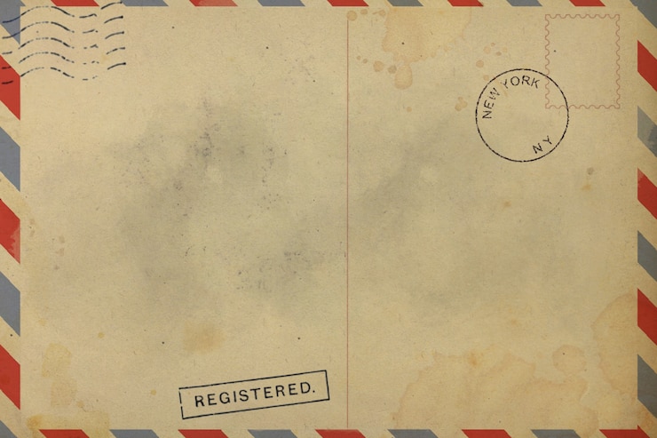 Rückseite der alten Postkarte schmutziger Fleck