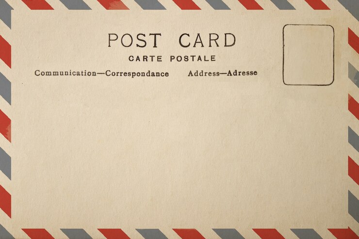 Rückseite der leeren Postkarte der Luftpost.