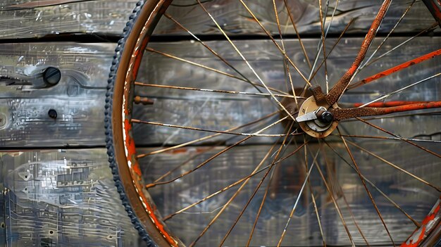 La rueda de una bicicleta resistente a las condiciones climáticas captura la esencia de los viajes de ocio