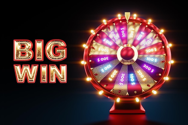 Rueda de la fortuna con la inscripción gran victoria Casino concepto ganador premio juego de suerte juegos de azar establecimientos de juego Diseño plantilla ilustración 3D 3D Render