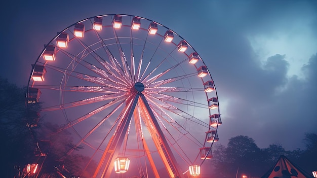 Rueda de la fortuna en la noche