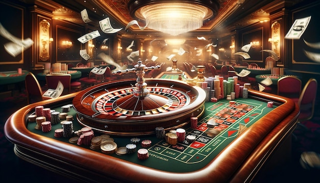 La rueda gira en la ruleta de lujo del casino