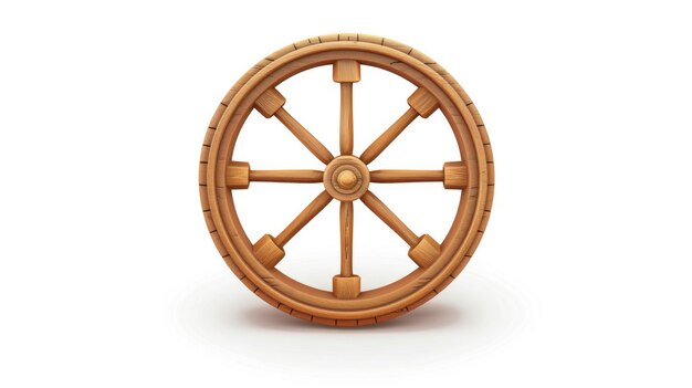 Foto una rueda de madera colocada en una superficie blanca limpia adecuada para varios proyectos de diseño