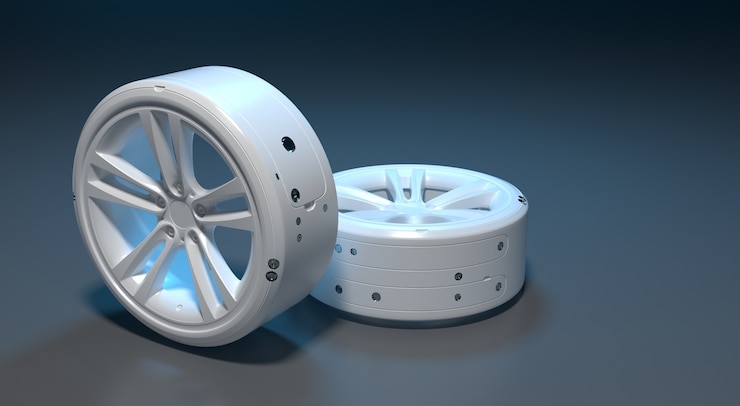 Foto ruedas magnéticas de coche eléctrico del futuro