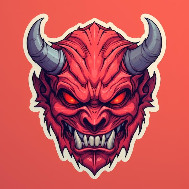 Ruffo Demon Head Emblema Ilustração Vetorial