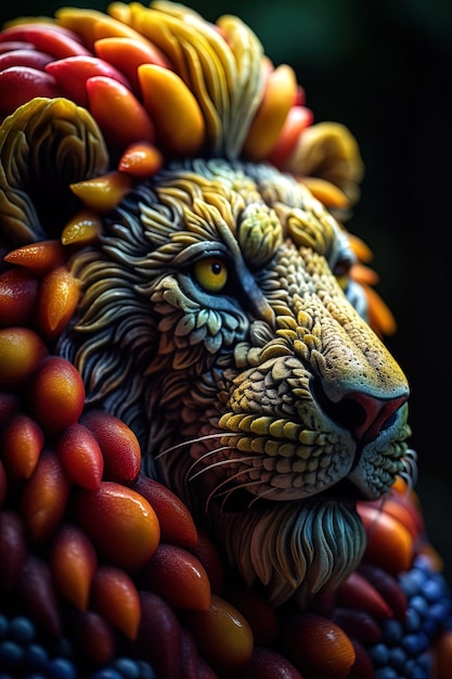 Rugindo Majestade Extremamente Closeup Fotografia Macro da Escultura do Leão