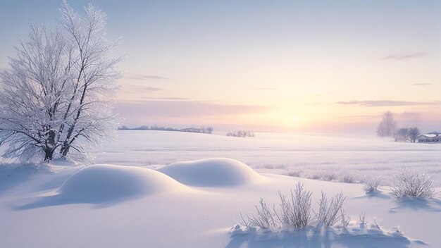 Ruhe, schneebedeckte Felder und glänzender Frost