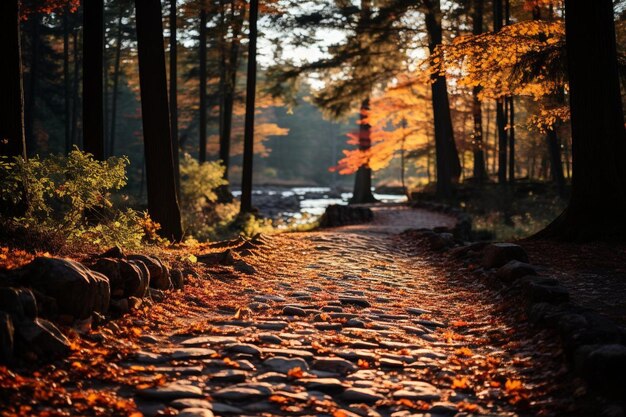 Ruhe-Wald-Szene mit einem Farbdach_442jpg