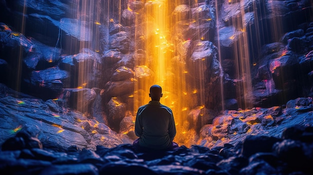 Foto ruhige atmosphäre enthüllt den hintergrund der yoga-meditation zur entspannung