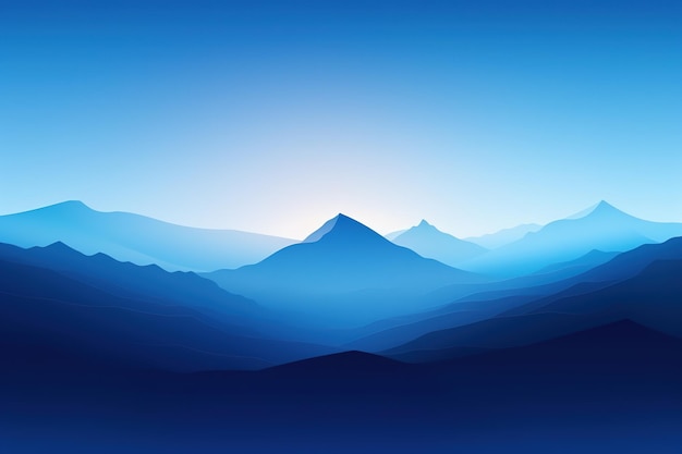 Ruhige blaue Berggipfel bei Sonnenuntergang