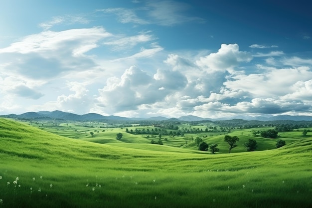 Ruhige grüne Landschaft mit panoramischer Gelassenheit