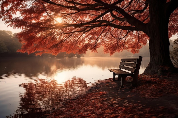 Ruhige Herbstlandschaft mit lebendigem Laub auf dem Land