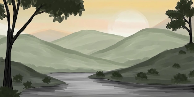 Ruhige Landschaft beim Sonnenuntergang