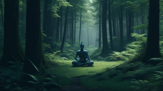 Ruhige Meditation auf einer ruhigen Waldlichtung