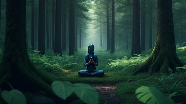 Ruhige Meditation auf einer ruhigen Waldlichtung