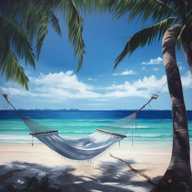 Ruhige, ruhige Strandszene mit blauem Hintergrund