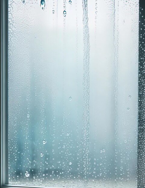 Foto ruhige schönheit glasfenster mit glitzernden wassertropfen und schnee