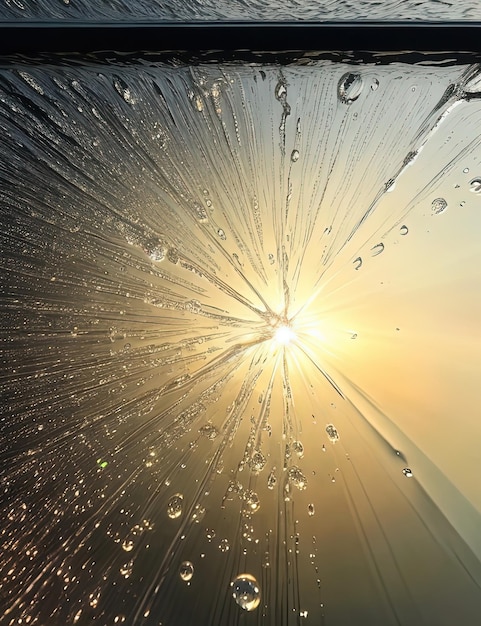 Foto ruhige schönheit glasfenster mit glitzernden wassertropfen und schnee