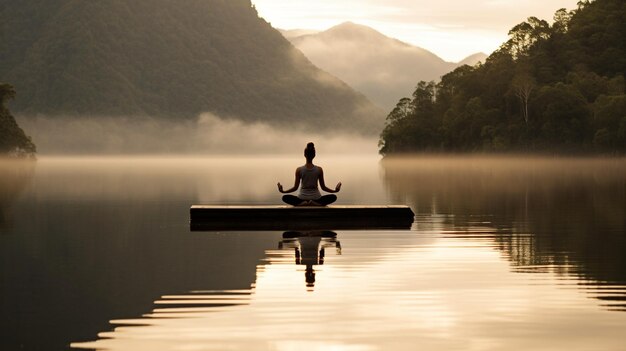 Ruhige Serenity-Yoga-Praxis am ruhigen See