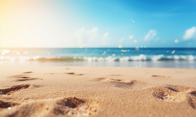 Ruhige Strandszene mit goldenem Sonnenlicht und sandiger Küste. Idyllische Küstenkulisse mit Sonnensand und Meer. Erstellt mit generativen KI-Tools