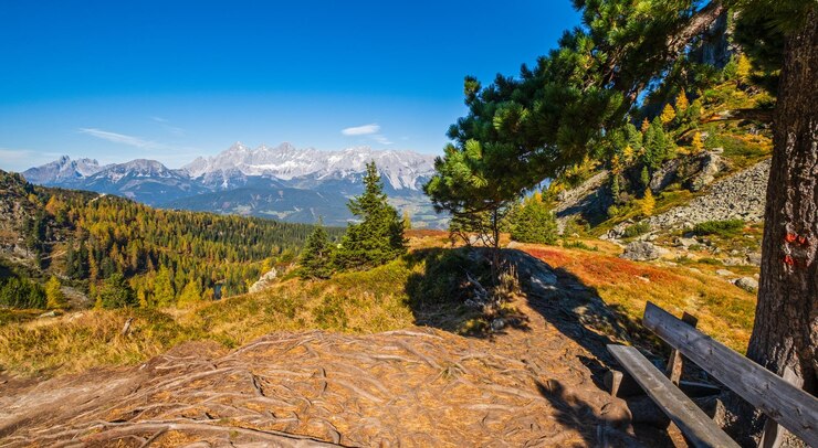 Foto ruhiger herbst alpen bergblick reiteralm steiermark österreich
