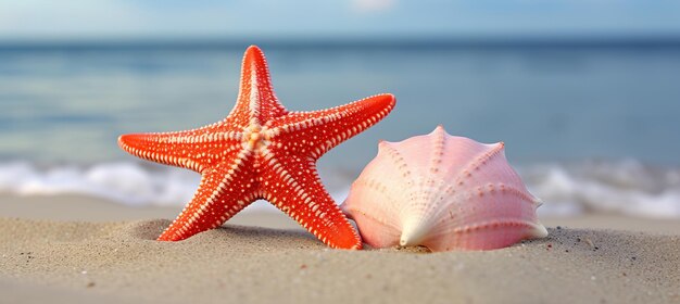 Ruhiger Meereshintergrund mit verstreuten Muscheln auf dem Sandstrand und reichlich Platz für die Platzierung von Text