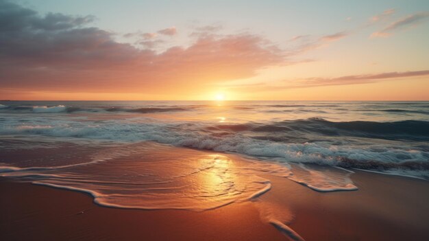 Ruhiger Sonnenuntergang an einem Sandstrand