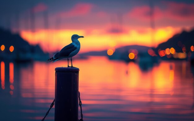 Ruhiger Sonnenuntergang mit Möwen