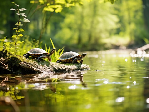 Ruhiger Teich mit Schildkröten