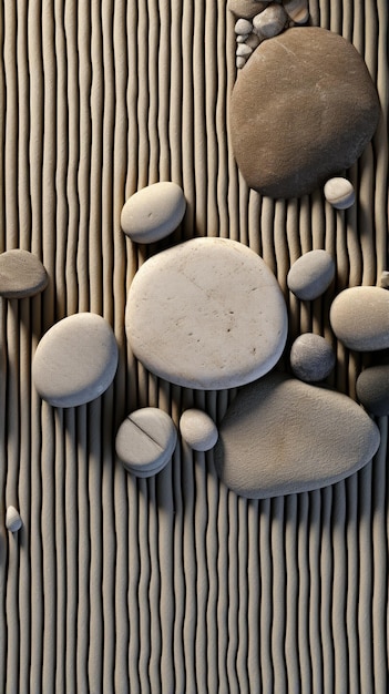 Ruhiger Zen-Felsgarten mit geräkelten Kiesmustern Tapete für das Telefon