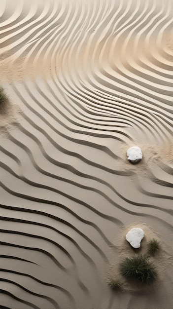 Ruhiger Zen-Garten mit geharkten Sandmustern als Hintergrundbild für das Telefon