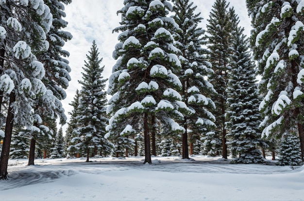 Ruhiges Winterwunderland, majestätische verschneite Waldlandschaft