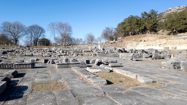 Ruínas antigas na área arqueológica de Filipe, na Grécia