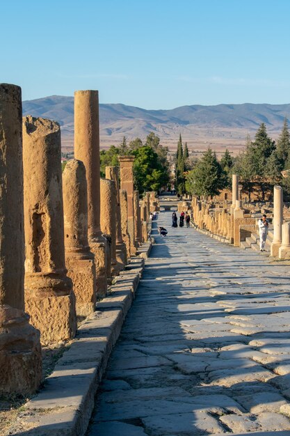 Foto ruinas de la antigua ciudad romana de timgad