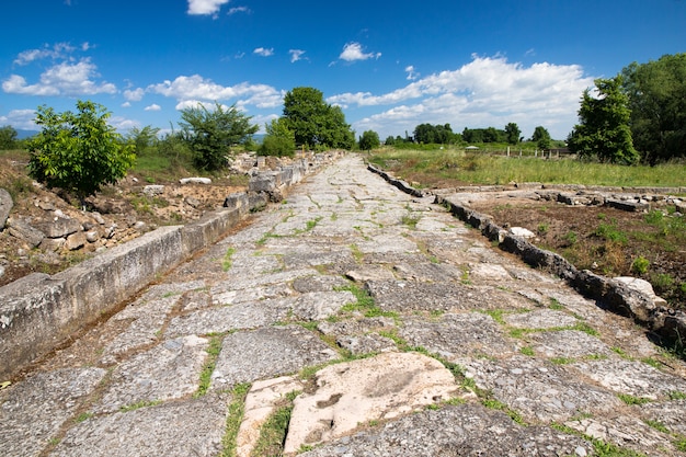 Ruinas antiguas en Dion, Grecia.