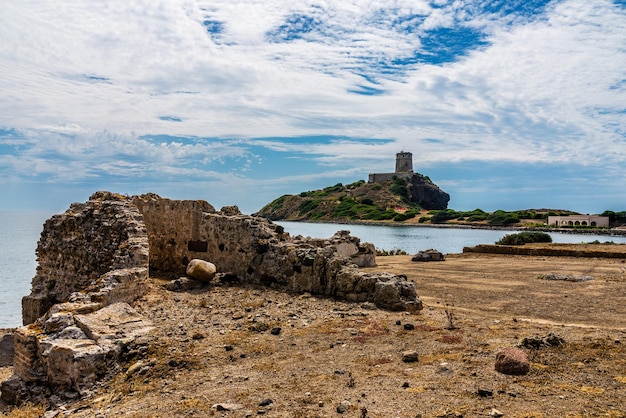 Foto ruinas antiguas de nora en cerdeña