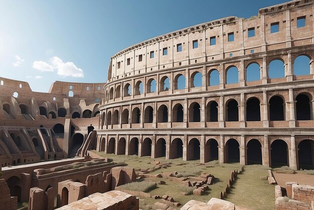 Foto ruinas del antiguo colosseo romano 3d de fondo