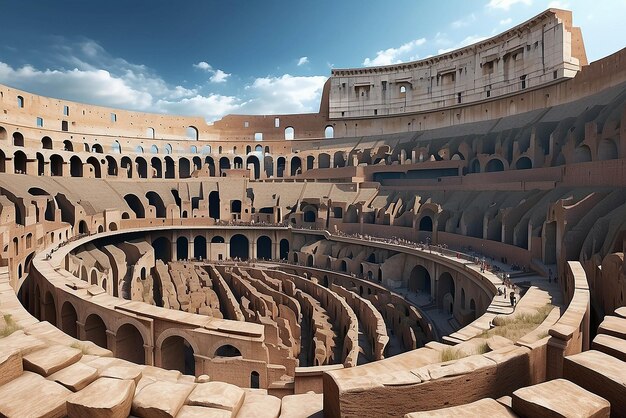 Ruinas del antiguo colosseo romano 3D de fondo