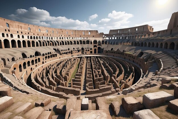 Ruinas del antiguo colosseo romano 3D de fondo