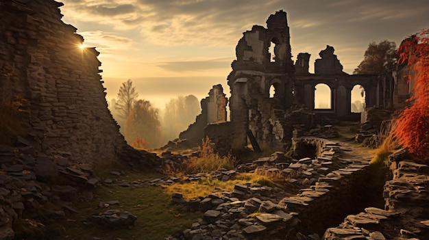 Ruinas de un castillo medieval en el pueblo