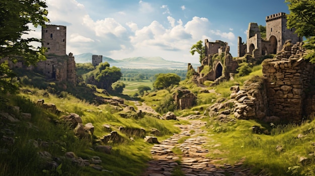 Ruinas de un castillo medieval en el pueblo.