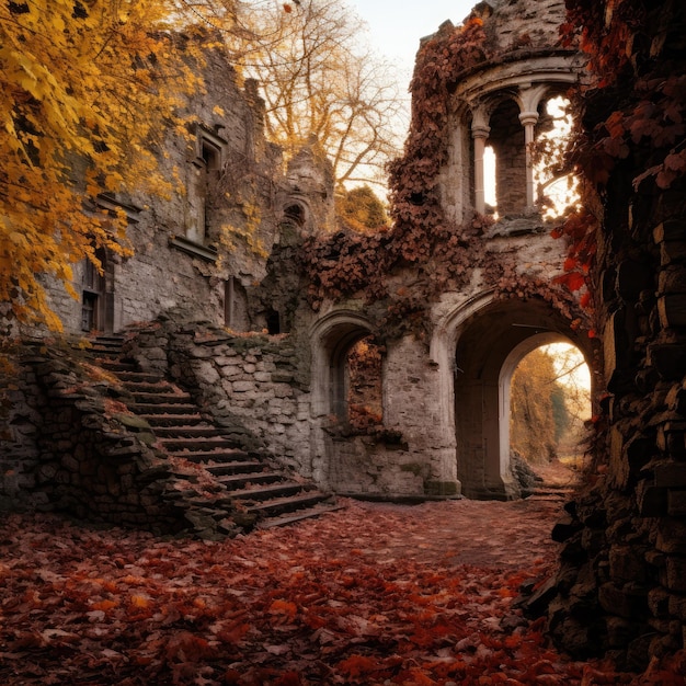 Ruinas del castillo en otoño