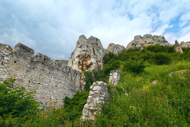 Las ruinas del castillo de Spis o Spissky hrad en el este de Eslovaquia. Vista de verano