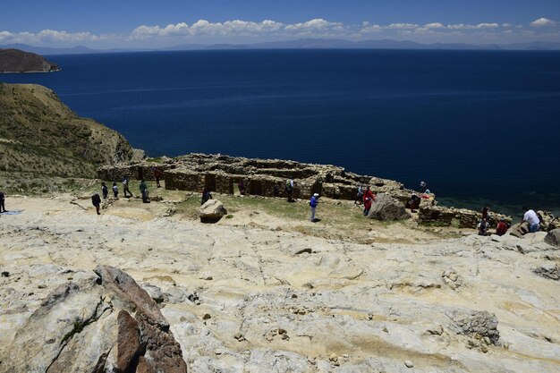 Ruinas de Chincana en Isla del Sol Isla del Sol en el lago Titicaca Bolivia