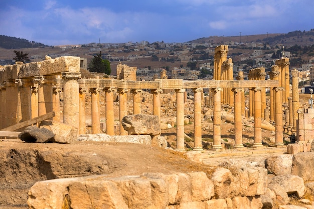 Ruinas de la ciudad romana Gerasa Jerash Jordania