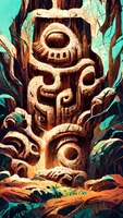 Ruínas culturais antigas maias na ilustração 3d da floresta