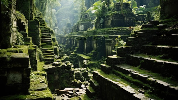 Ruínas da antiga selva maia