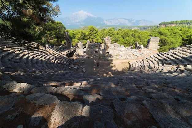 Ruínas da atração turística da cidade de Phaselis da Turquia